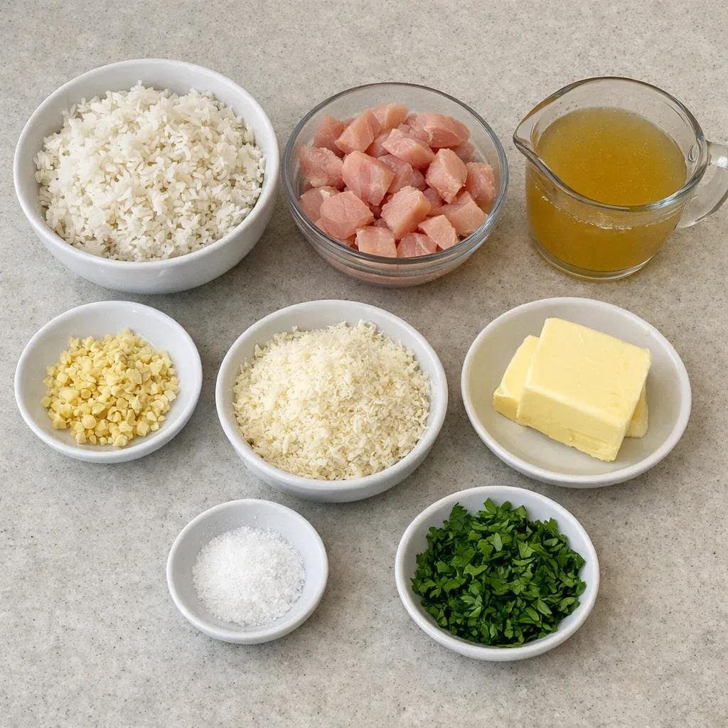 Chicken Scampi with Garlic Parmesan Rice