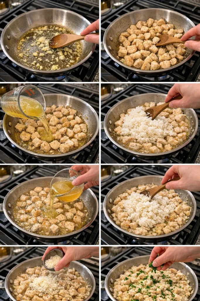 Chicken Scampi with Garlic Parmesan Rice