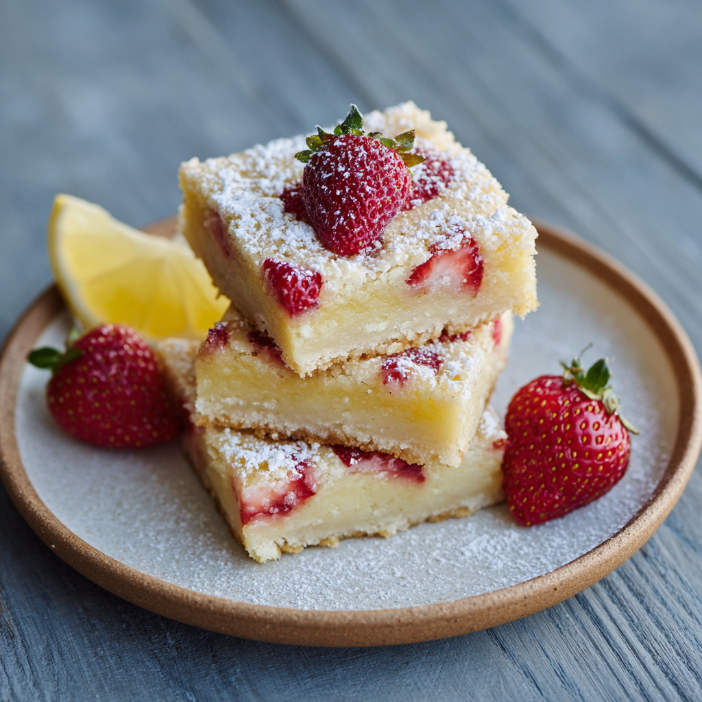 Classic Lemon Bars with Strawberries