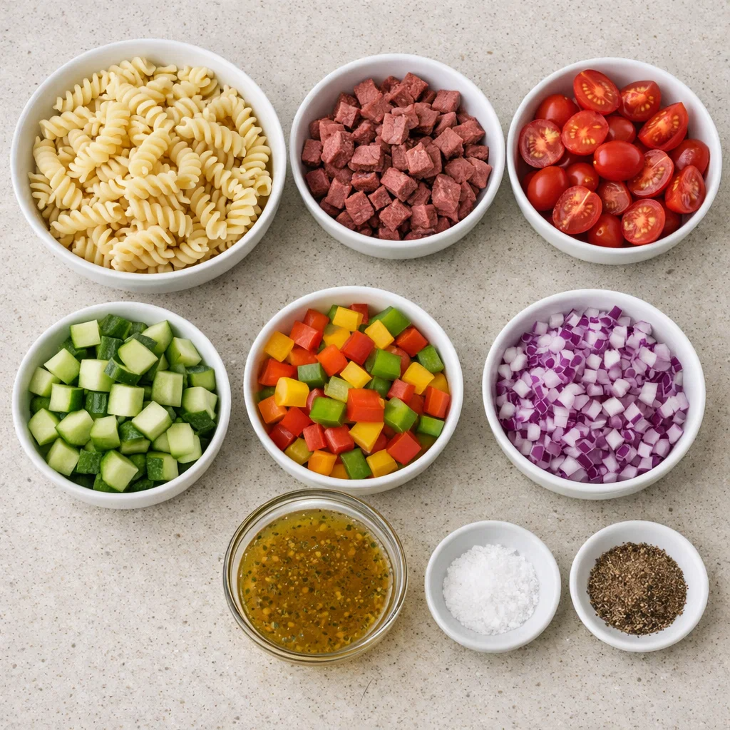 Cold Pasta Salad with Smoked Beef