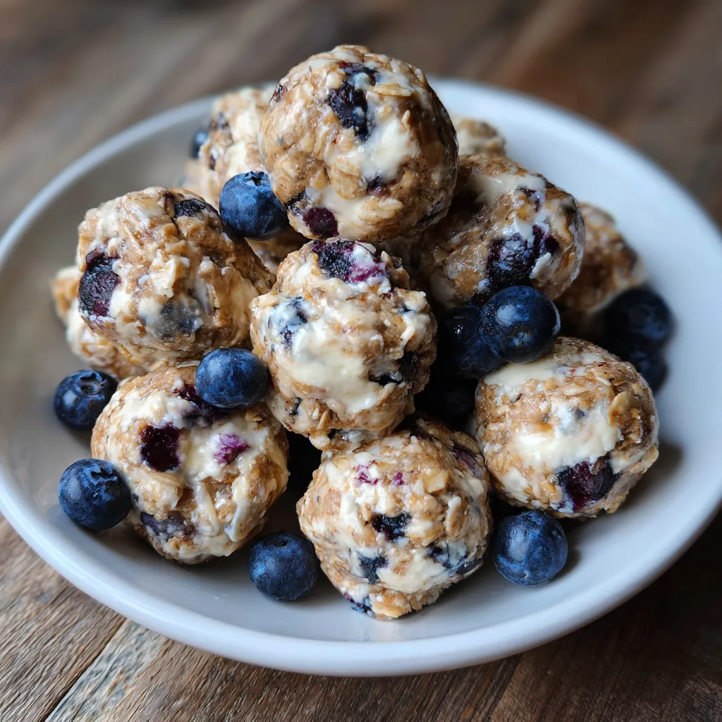 Creamy Blueberry Cheesecake Protein Balls