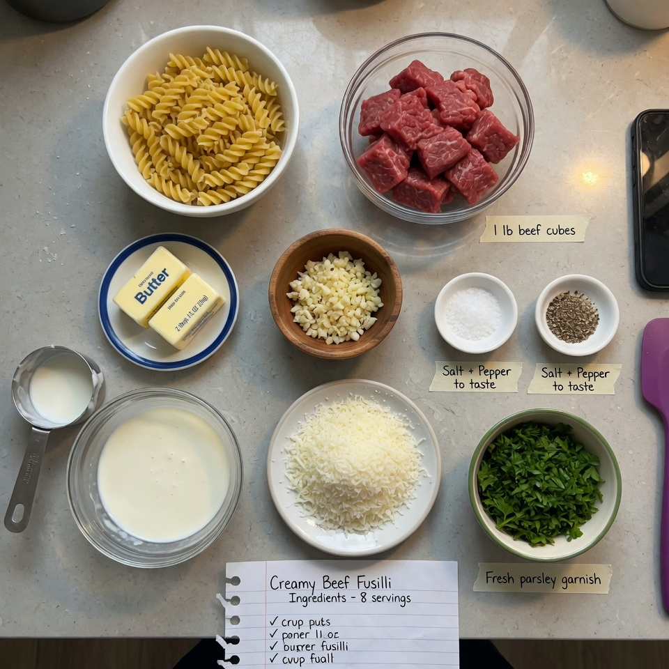 Creamy Garlic Parmesan Beef Pasta