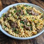 Creamy Garlic Parmesan Beef Pasta