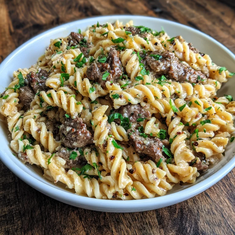 Creamy Garlic Parmesan Beef Pasta