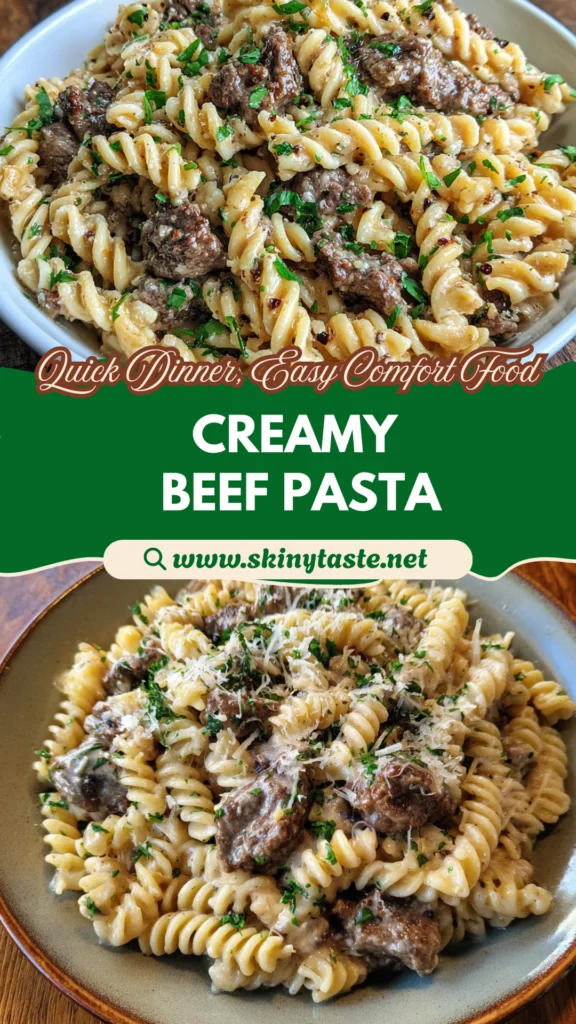 Creamy Garlic Parmesan Beef Pasta