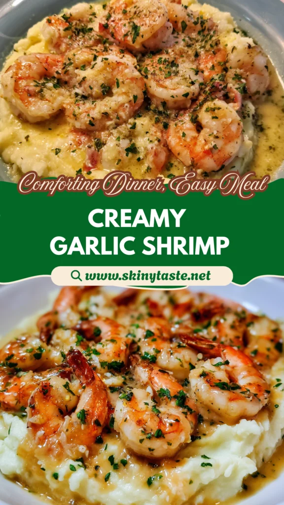 Creamy Garlic Shrimp Over Mashed Potatoes