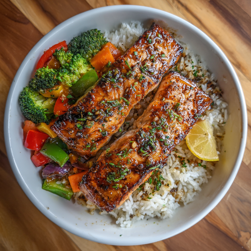 Crispy Salmon and Rice Bowl