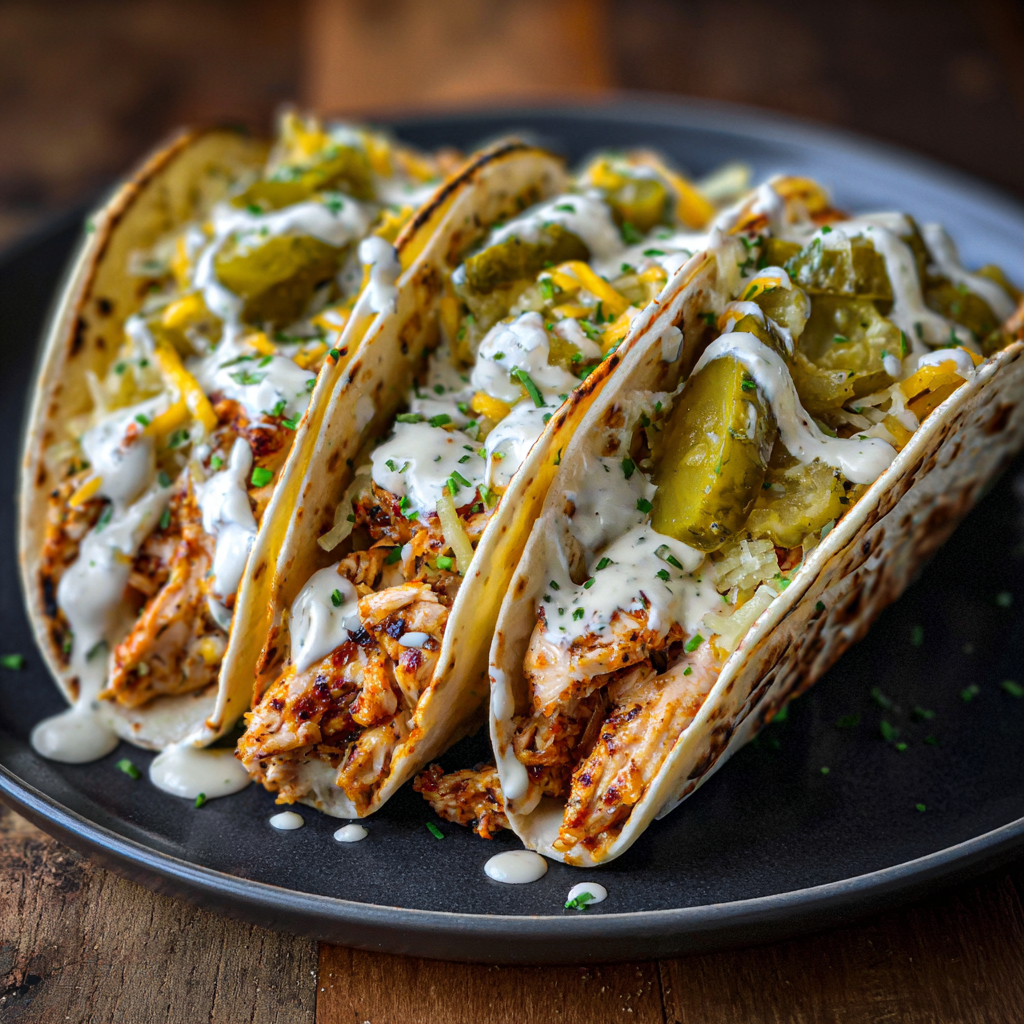 Dill Pickle Ranch Smash Chicken Tacos