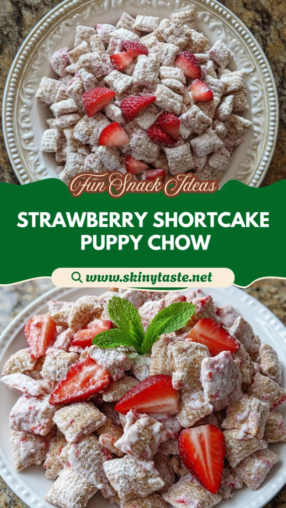 Easy Strawberry Shortcake Puppy Chow