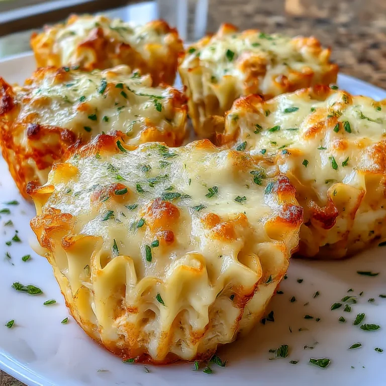 Garlic Parmesan Cottage Cheese Chicken Lasagna Cups