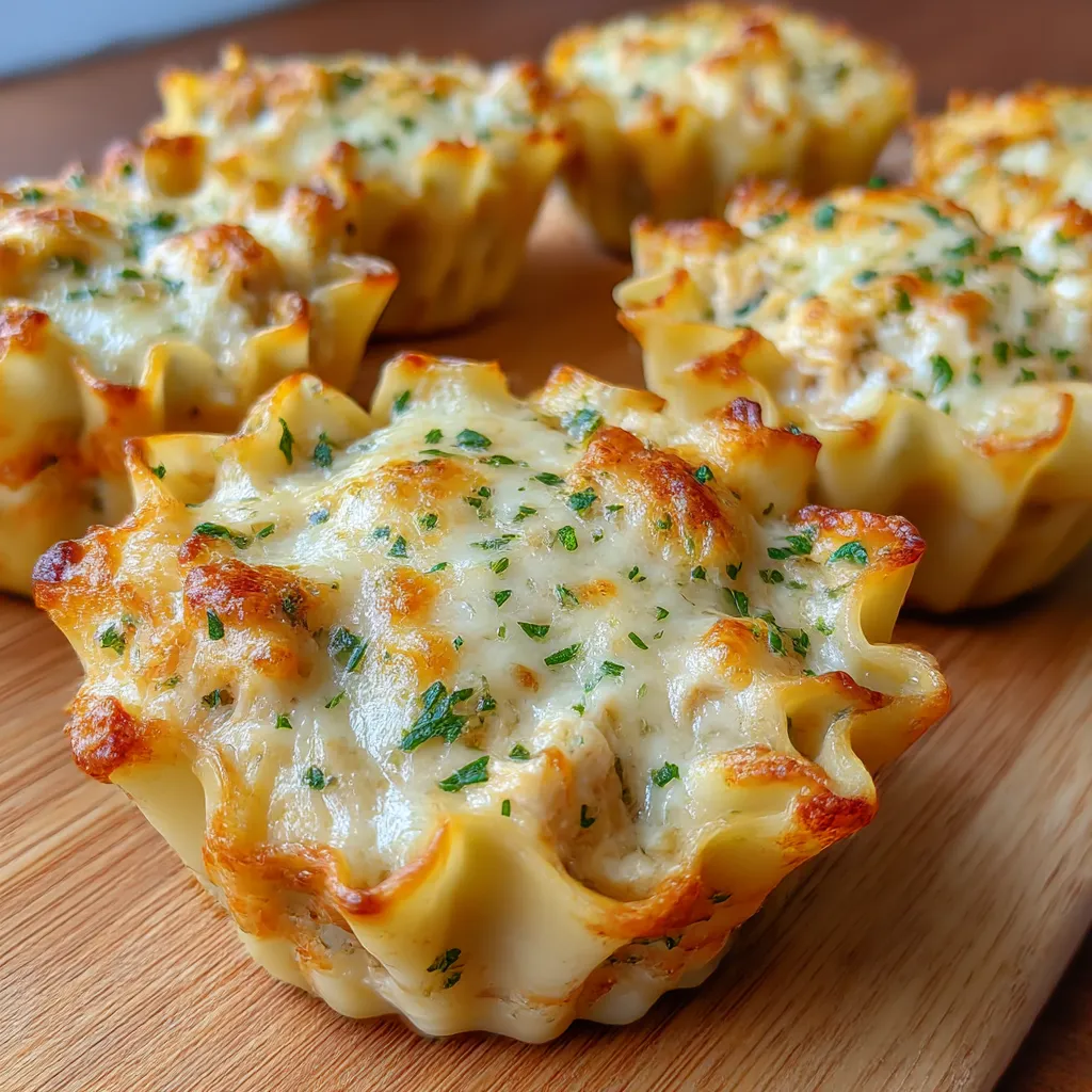 Garlic Parmesan Cottage Cheese Chicken Lasagna Cups