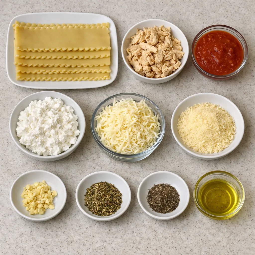 Garlic Parmesan Cottage Cheese Chicken Lasagna Cups