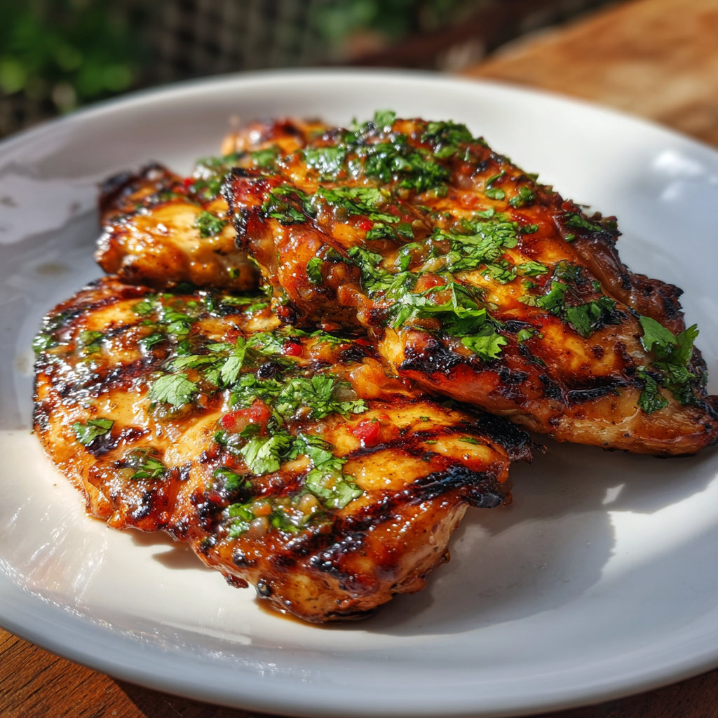 Grilled Chicken with Cilantro Garnish