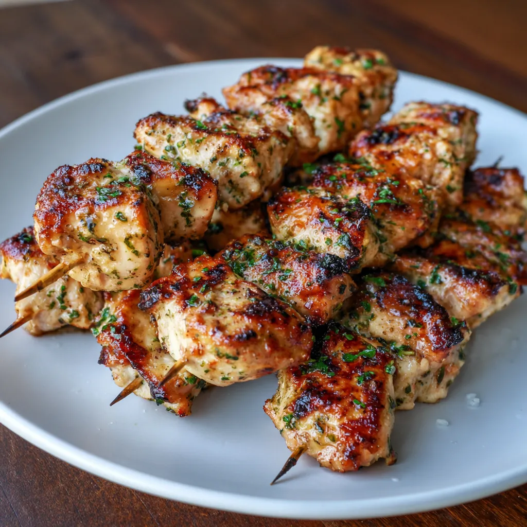Grilled Garlic Parmesan Chicken Skewers