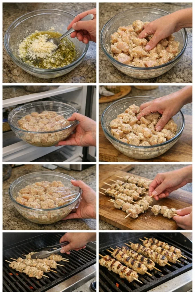 Grilled Garlic Parmesan Chicken Skewers
