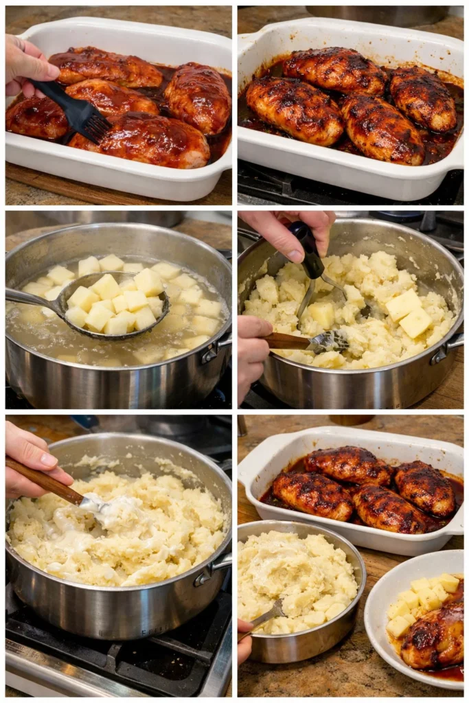 Honey BBQ Chicken with Creamy Garlic Potatoes