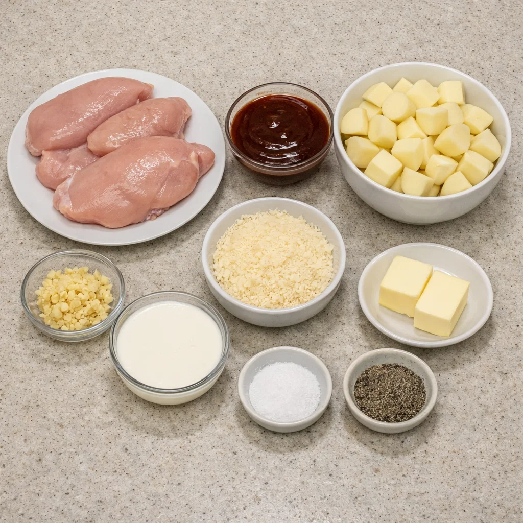 Honey BBQ Chicken with Creamy Garlic Potatoes