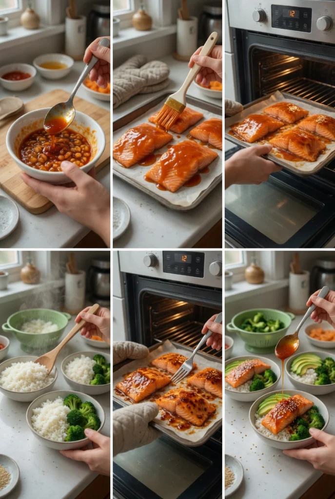 Honey Sriracha Salmon Bowls