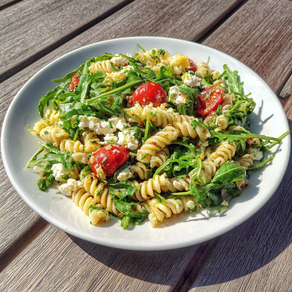 Lemon Arugula Pasta Salad: Easy Fresh Summer Recipe for 4 Servings 9 Lemon Arugula Pasta Salad