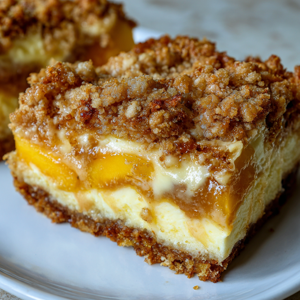 Peach Cobbler Cheesecake Bars