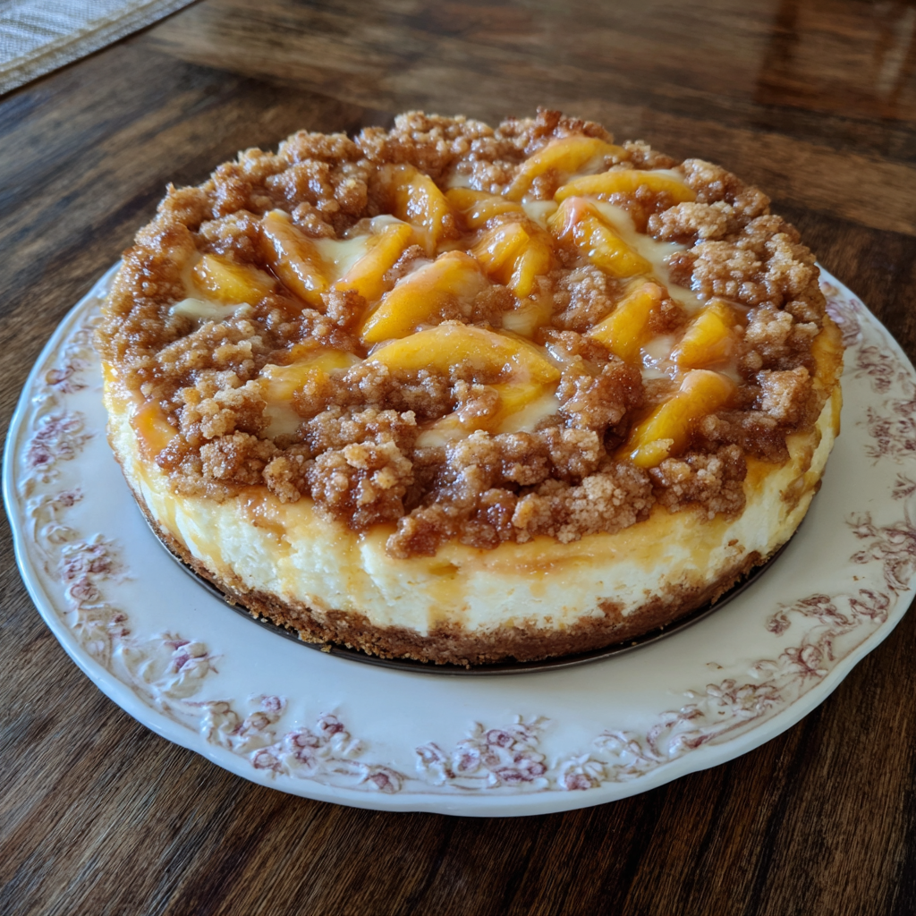 Peach Streusel Cheesecake