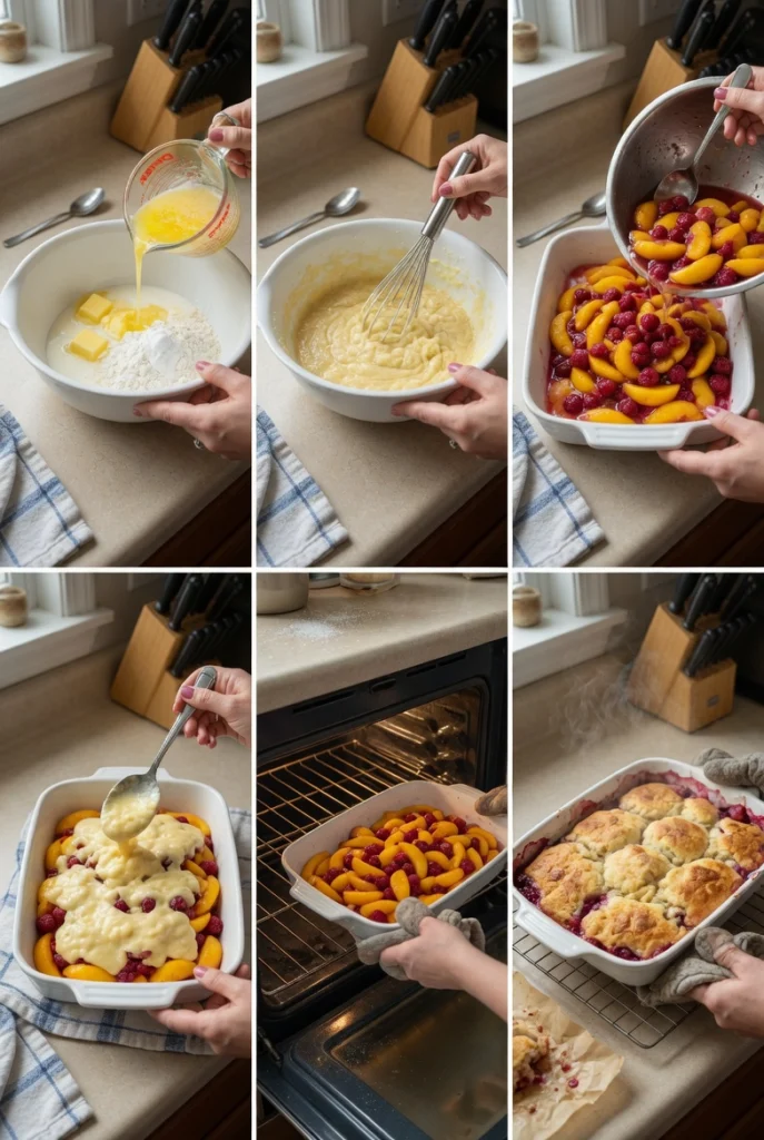 Peach and Raspberry Cobbler