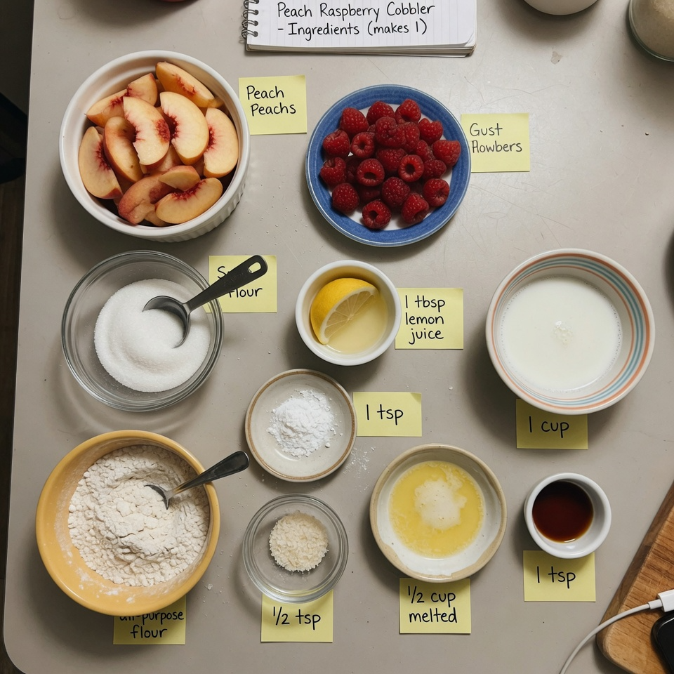 Peach and Raspberry Cobbler