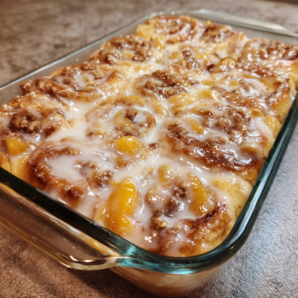 Peach cobbler cinnamon rolls