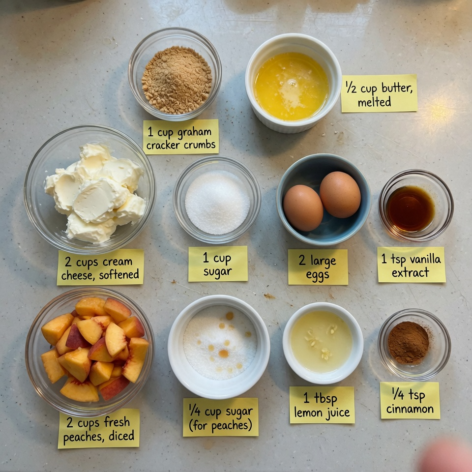 Peaches and Cream Cheesecake Bars