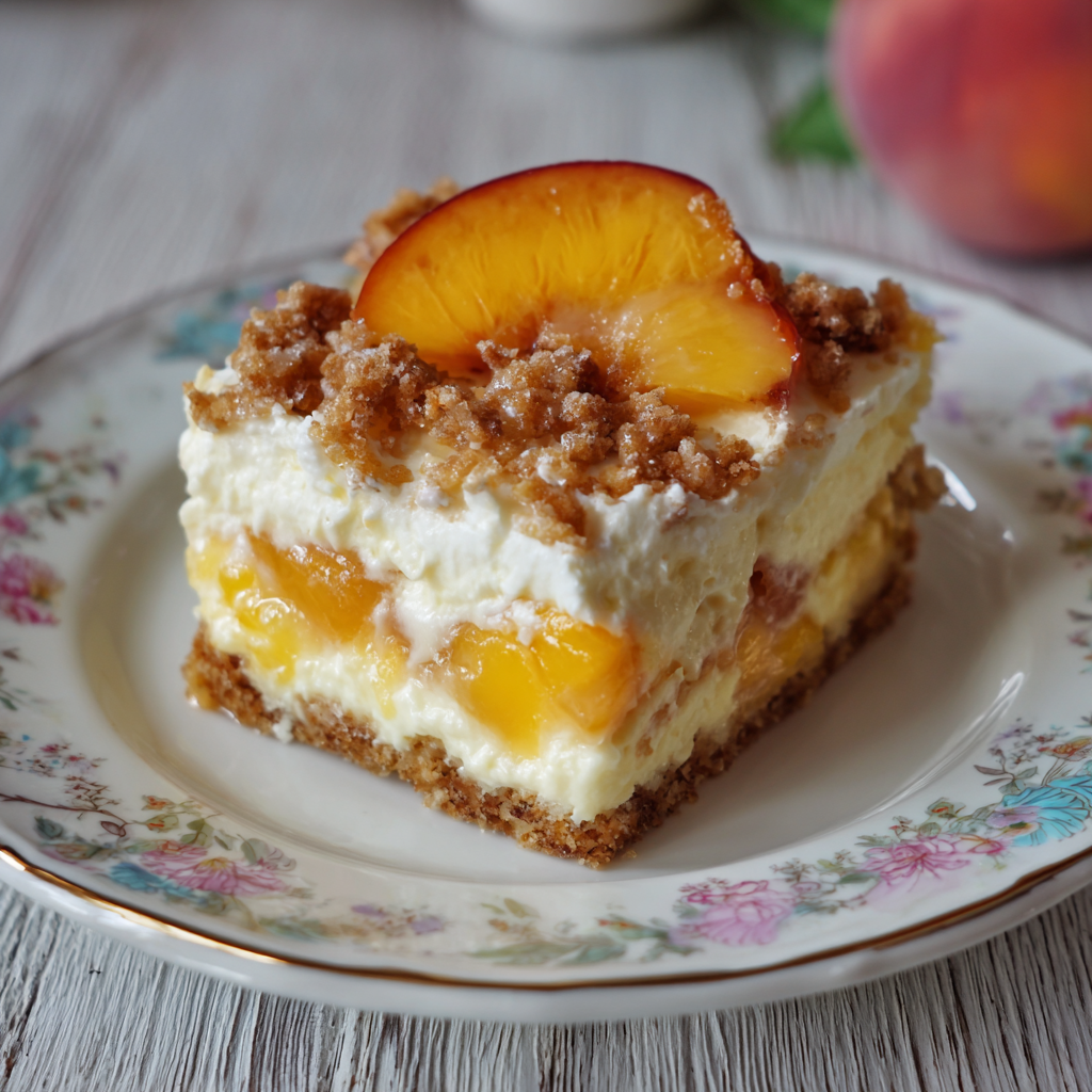 Peaches and Cream Cheesecake Bars