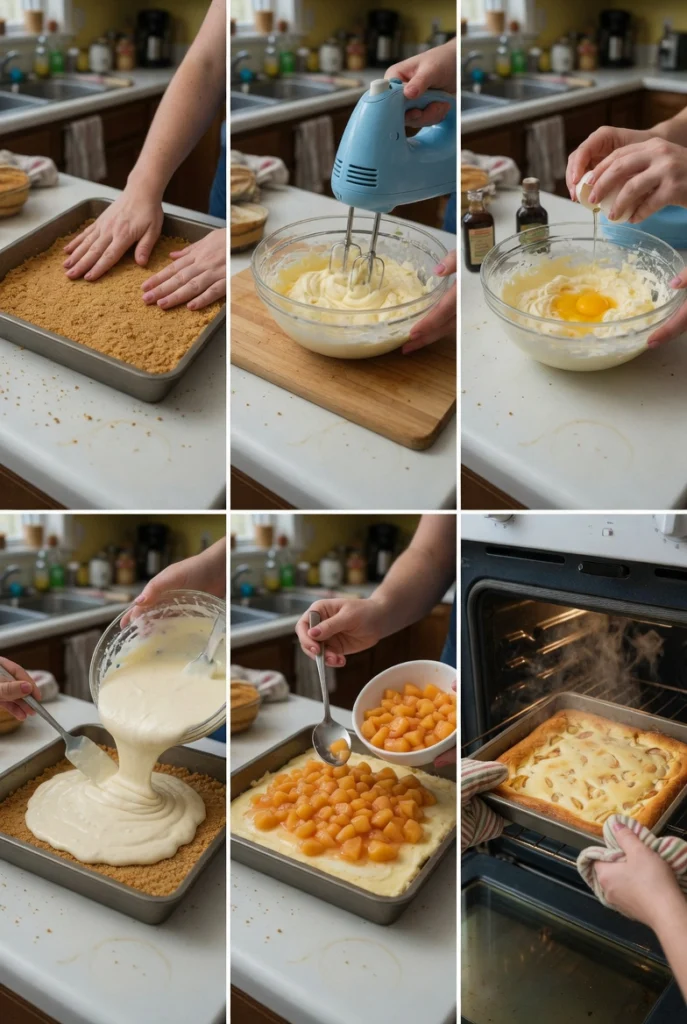 Peaches and Cream Cheesecake Bars