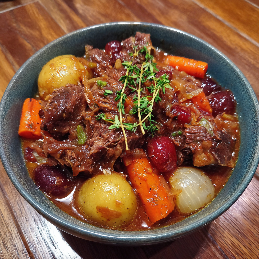 Smoked Beef and Grape Juice Stew