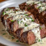 Steak with Garlic Cream Sauce