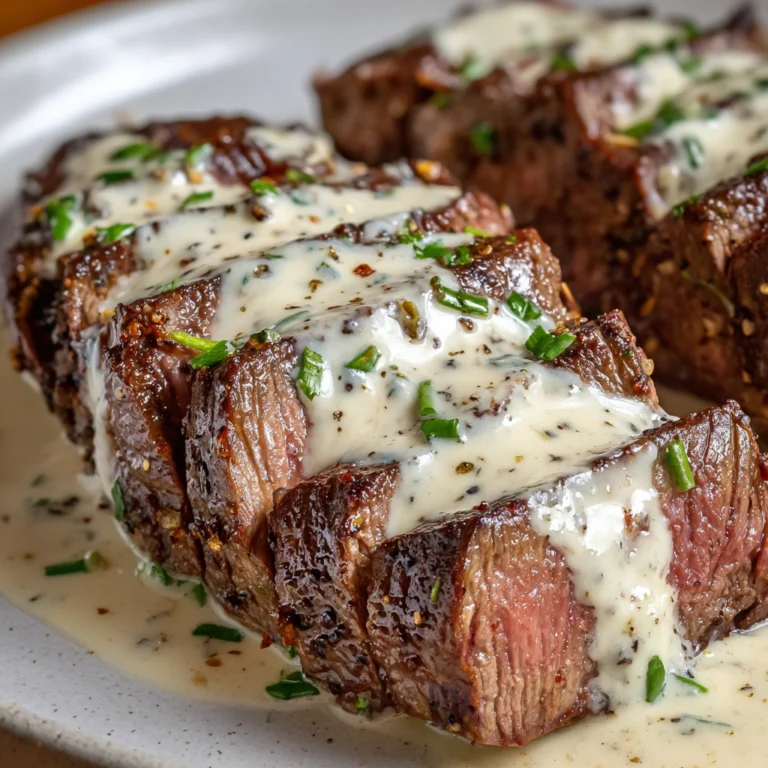 Steak with Garlic Cream Sauce