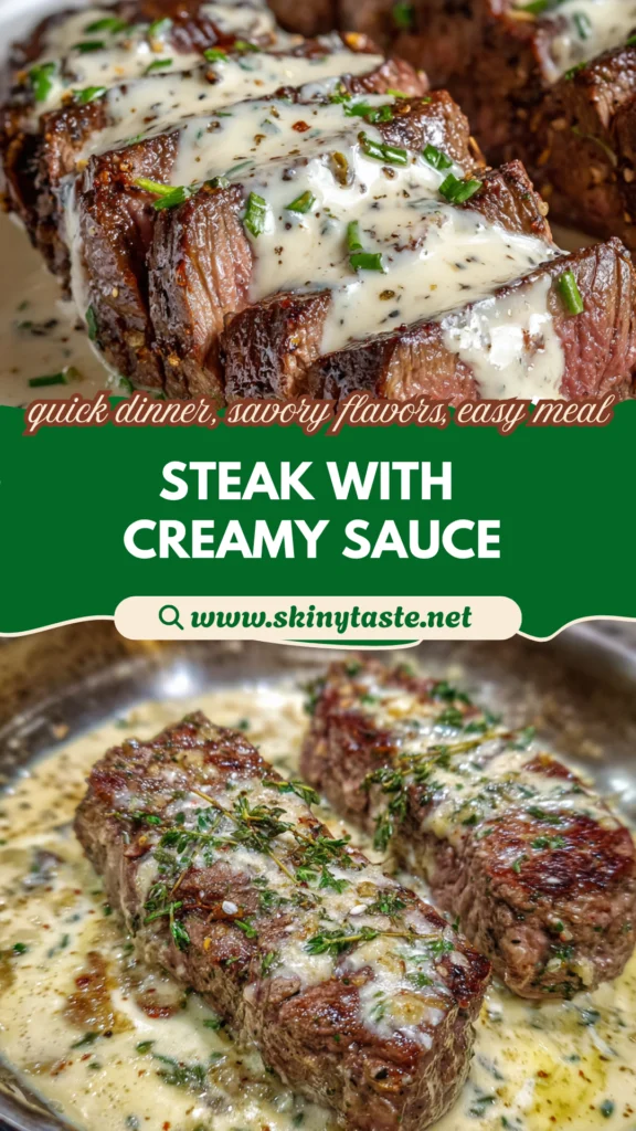 Steak with Garlic Cream Sauce
