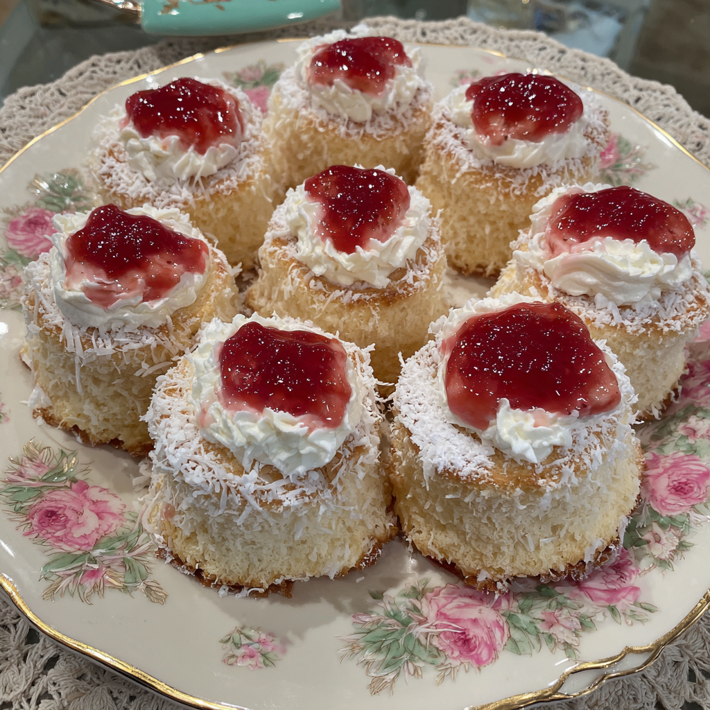 Strawberry Coconut Sponge Cakes
