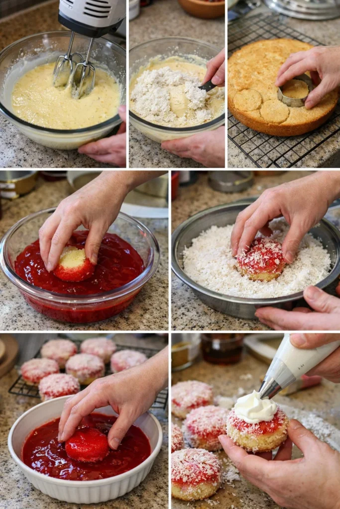Strawberry Coconut Sponge Cakes