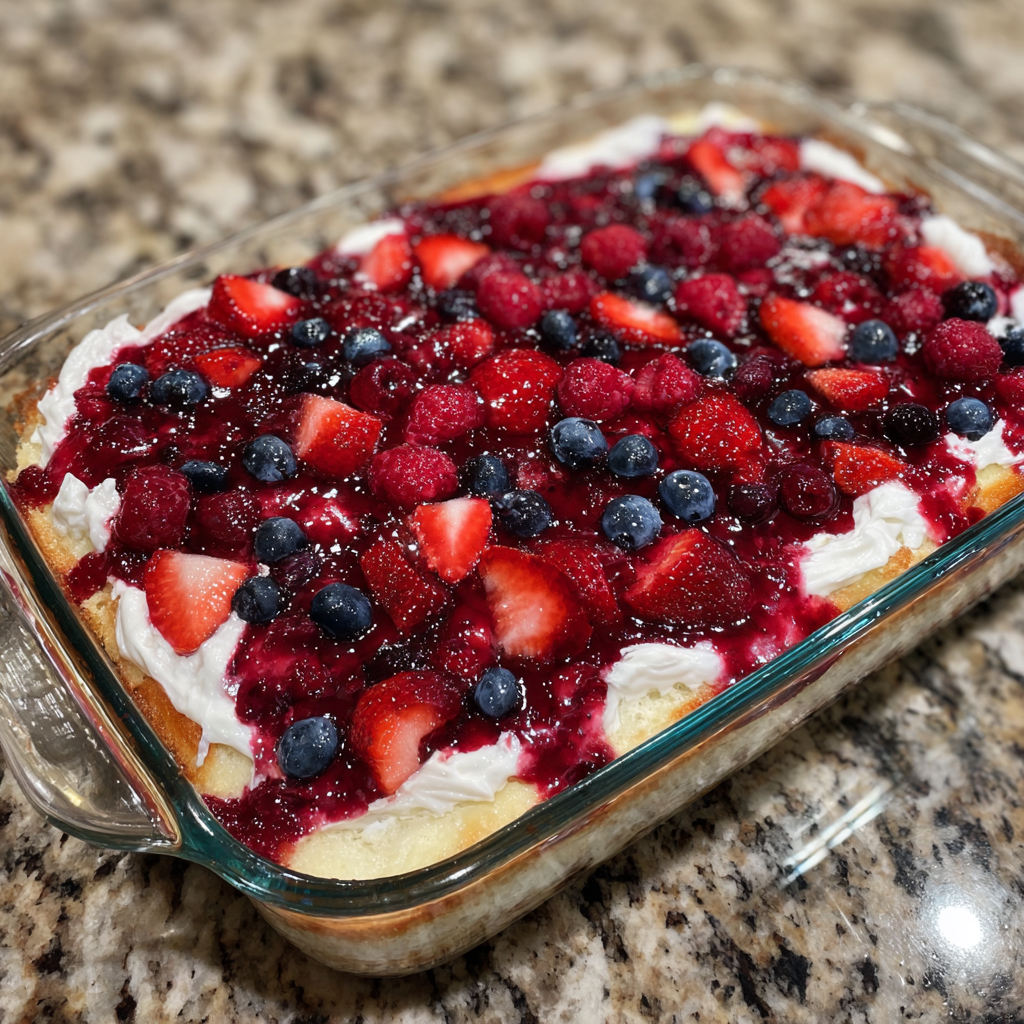 Summer Berry Poke Cake