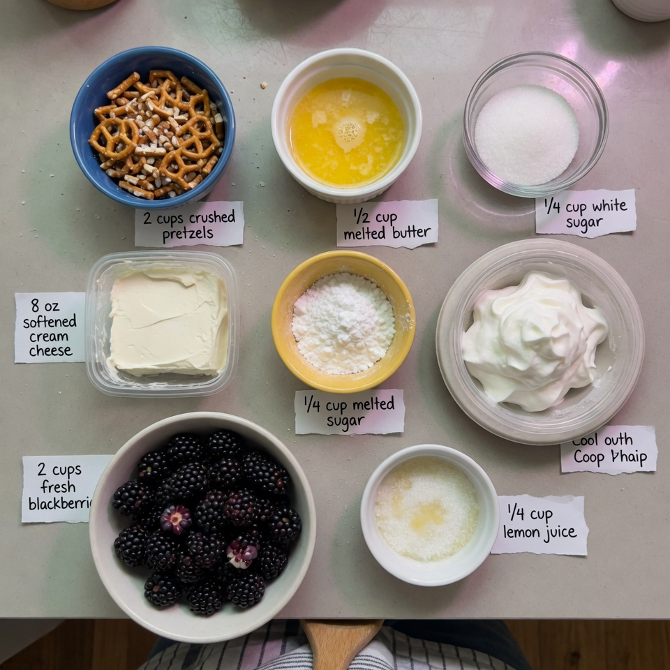 Blackberry Pretzel Dessert