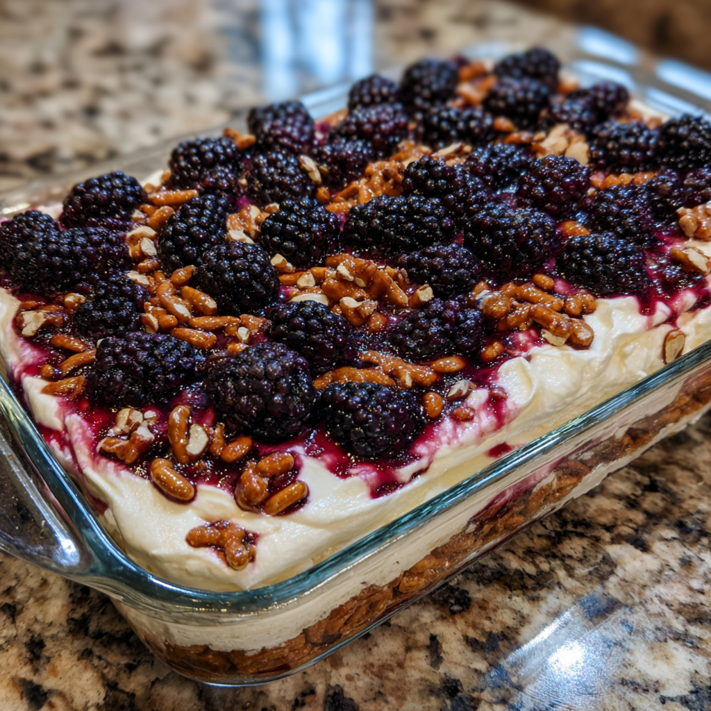 Blackberry Pretzel Dessert