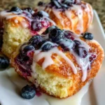 Blueberry Butter Swim Biscuits with Lemon Glaze