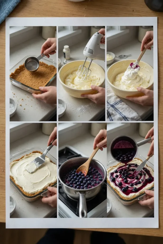 Blueberry Cheesecake Bars: Easy Summer Dessert Recipe for 12 Servings 8 Blueberry Cheesecake Bars