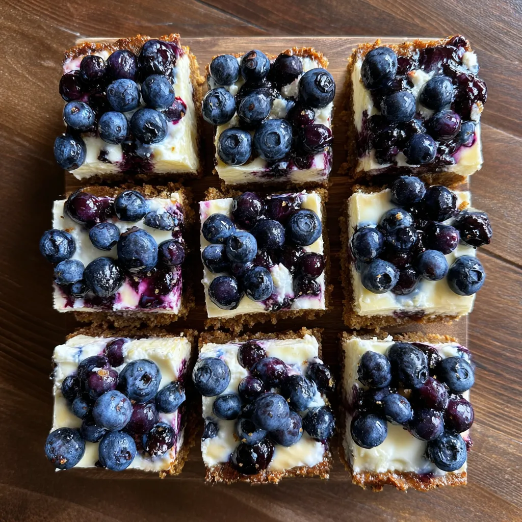 Blueberry Cheesecake Bars: Easy Summer Dessert Recipe for 12 Servings 9 Blueberry Cheesecake Bars