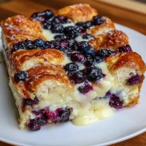 Blueberry Cream Cheese Croissant Casserole