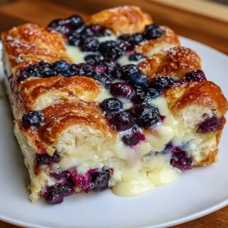 Blueberry Cream Cheese Croissant Casserole