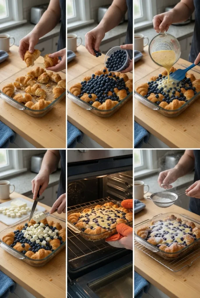 Blueberry Cream Cheese Croissant Casserole – Easy Breakfast Bake for 8 8 Blueberry Cream Cheese Croissant Casserole