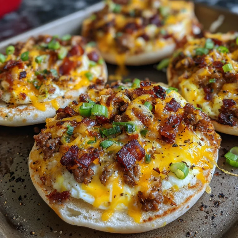 Cheesy English Muffin Breakfast Pizzas