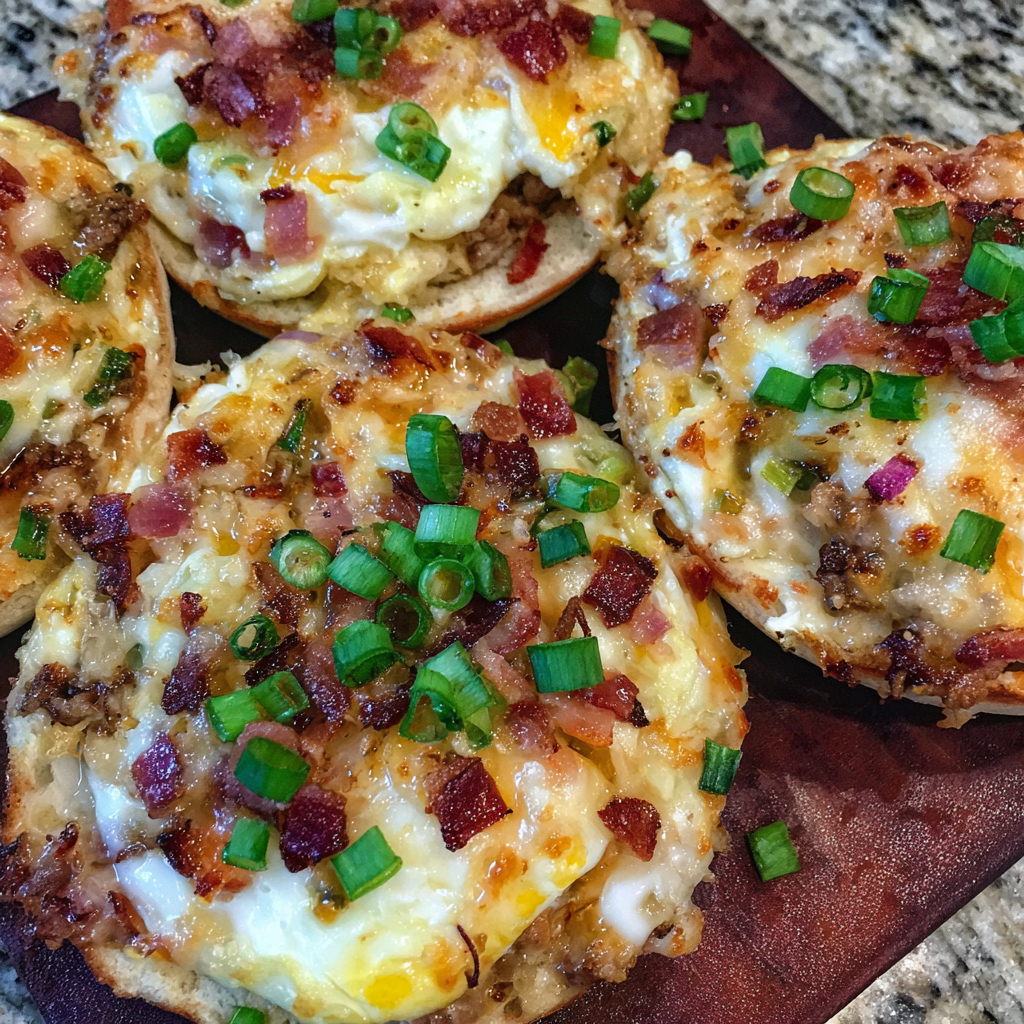 Cheesy English Muffin Breakfast Pizzas