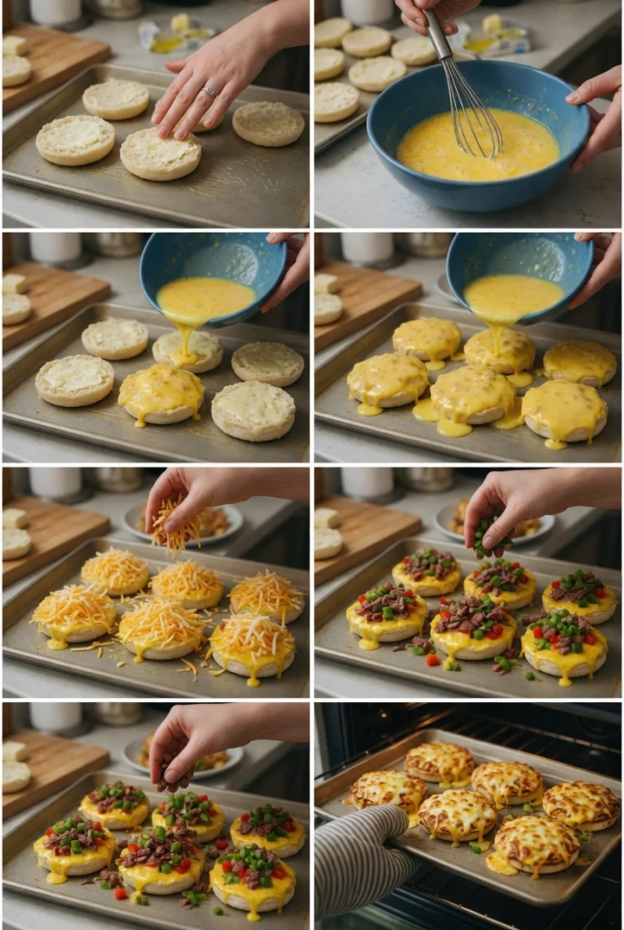 Cheesy English Muffin Breakfast Pizzas