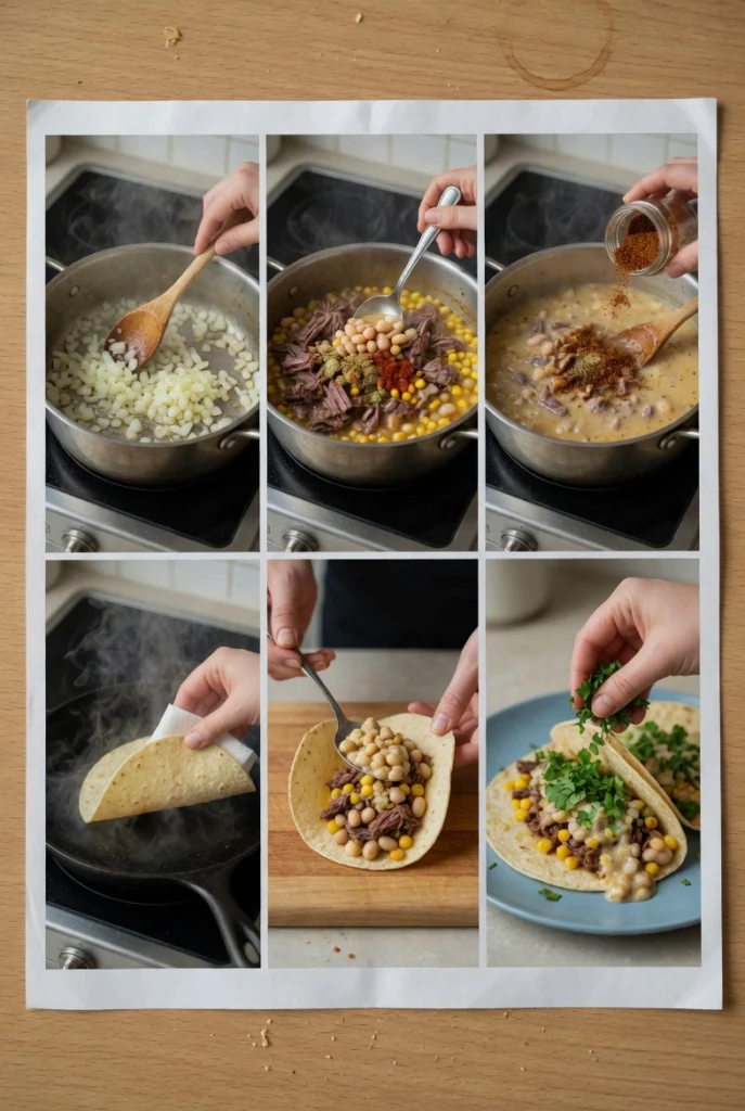 Corn Tortilla White Chicken Chili Tacos